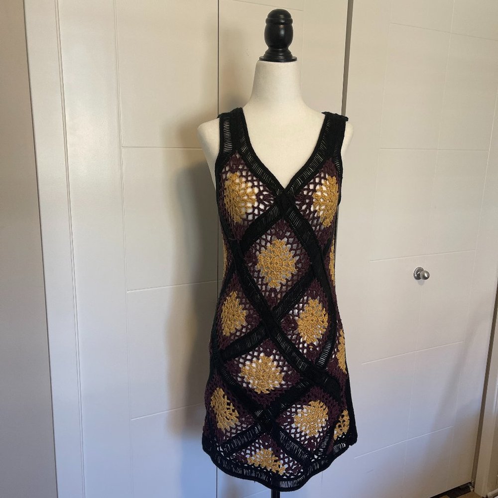 Cecico crochet sweater dress, sleeveless, size L